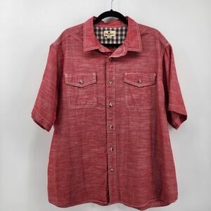 Woolrich Mens‎ Red Cotton Blend Short Sleeve Button Down Shirt XXL Casual